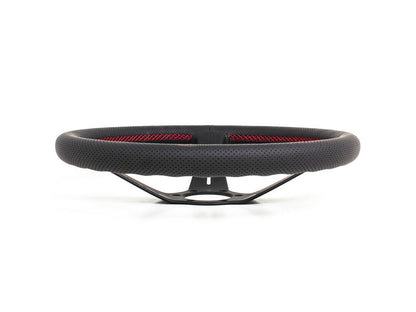 350mm Nardi Deep Corn - Black Perforated Leather / Black Spokes / Red Stitching / 80mm Dish